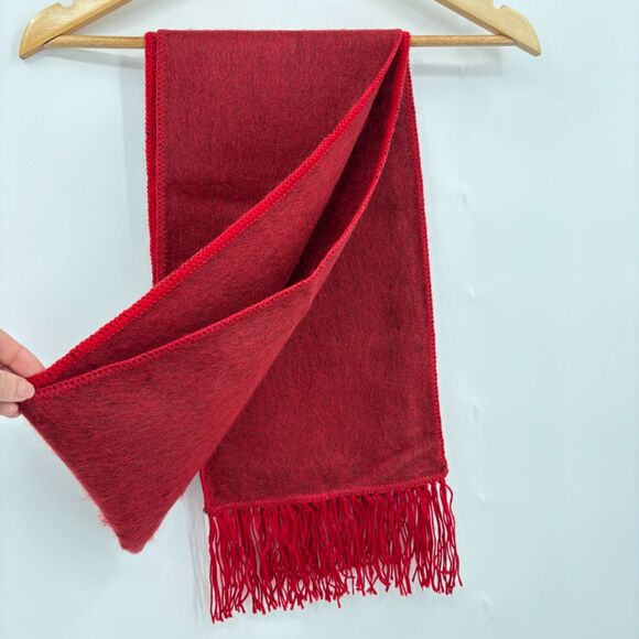Huallpatex Baby Alpaca Red Scarf with Fringe, Soft Cozy Warm Gift - Picture 4 of 6